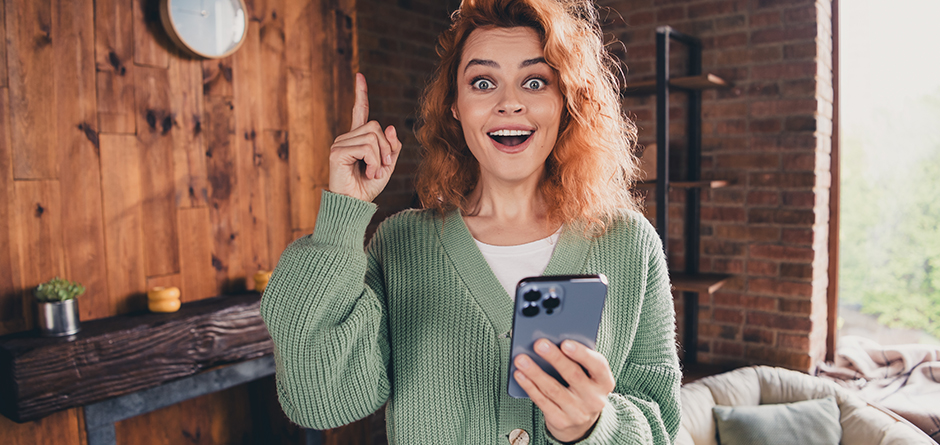 PhotoOfSmartCleverWomanDressedGreenCardiganPointingFinger | Evok Advertising Social First Marketing in 2025