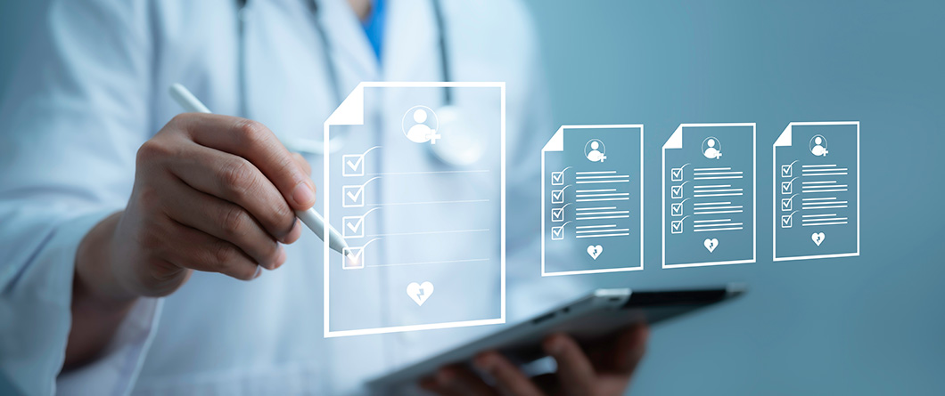 MedicalWorkerWorkingWithMedicalDocumentOnlineConceptpatientHistoryExamination | Evok Advertising Measuring Impact with Behavioral Change in Public Health Campaigns